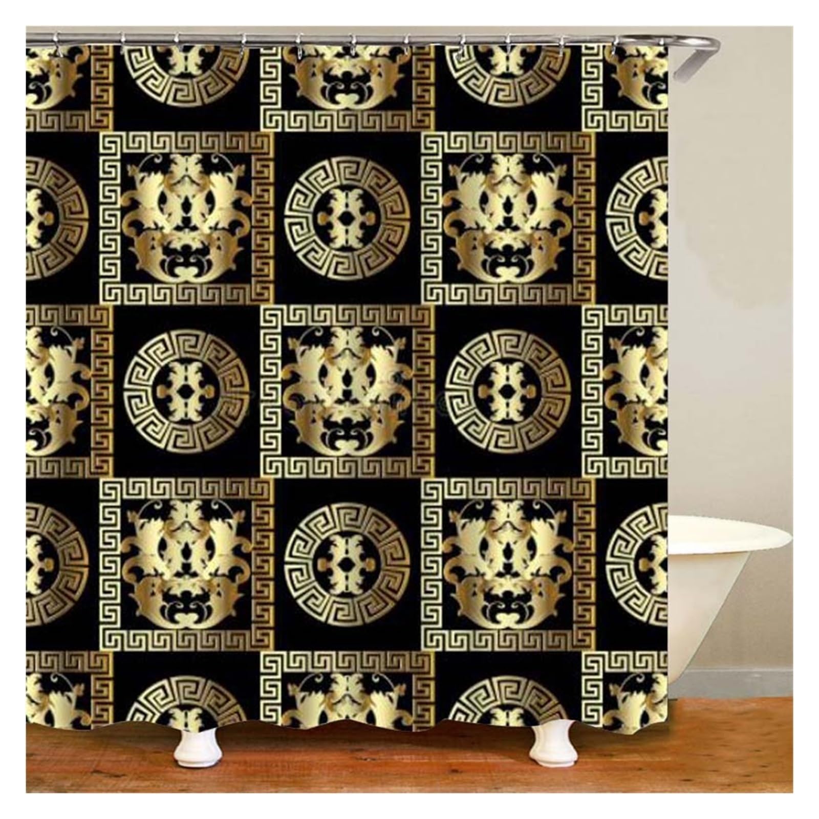 GSJNHY Pattern Shower Curtain and Rug Set Abstract Geometric Bathroom Mats Rugs Toilet Decor Mat (Color : YLQ3046-Curtain18)