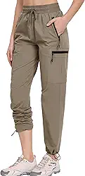 Calça feminina de caminhada resistente à água com bolsos cargo de secagem rápida