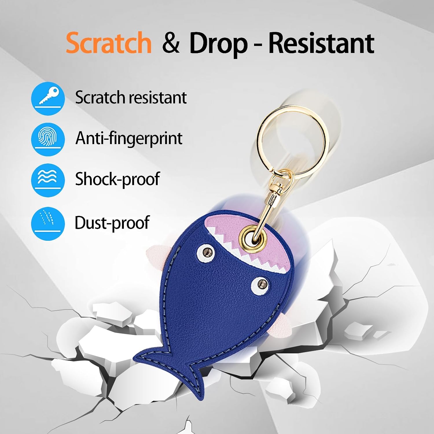 Leather Keychain Case Holder Compatible with Apple AirTag, GPS Airtag Keychain Finder Tracker with Key Ring, Anti-Scratch Protective Air Tag Cover image 3
