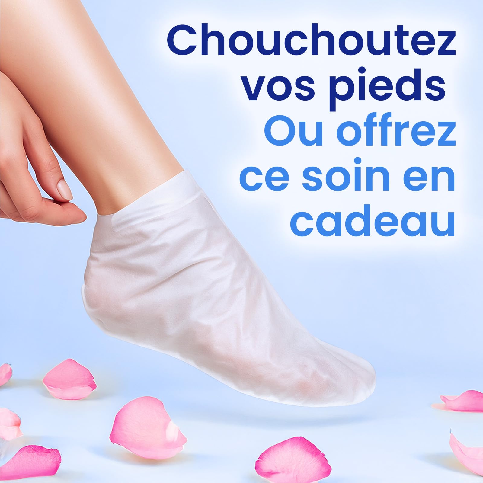 6 Paires Masque Pieds Hydratant à la Noix de Coco, pour Pieds Très Secs et Abîmés – Soin au Beurre de Karité, à l’Huile de Jojoba et à la Vitamine E, Foot Mask