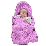 XMWEALTHY Newborn Baby Wrap Swaddle Blanket Knit Sleeping Bag Receiving Blankets Stroller Wrap for Baby(Pink) (0-6 Month)