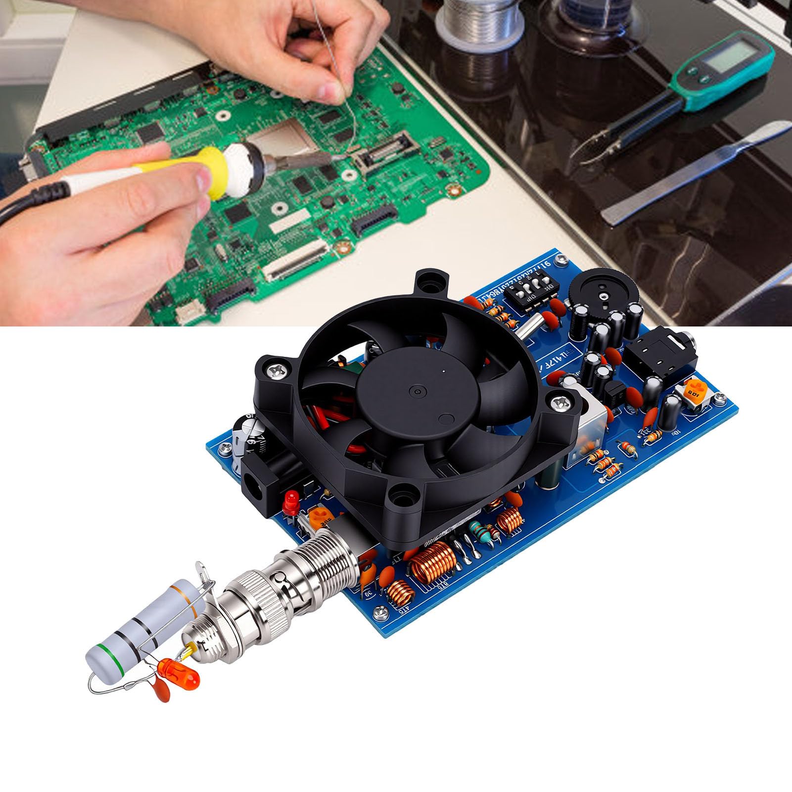 Annadue FM-Stereo-Sender, Analoger Chip, 6 Bis 12 V Spannungsversorgung, Fernübertragung, Stereo-Sound-Sender für Radio-Enthusiasten, Studenten-Radio-Lernen