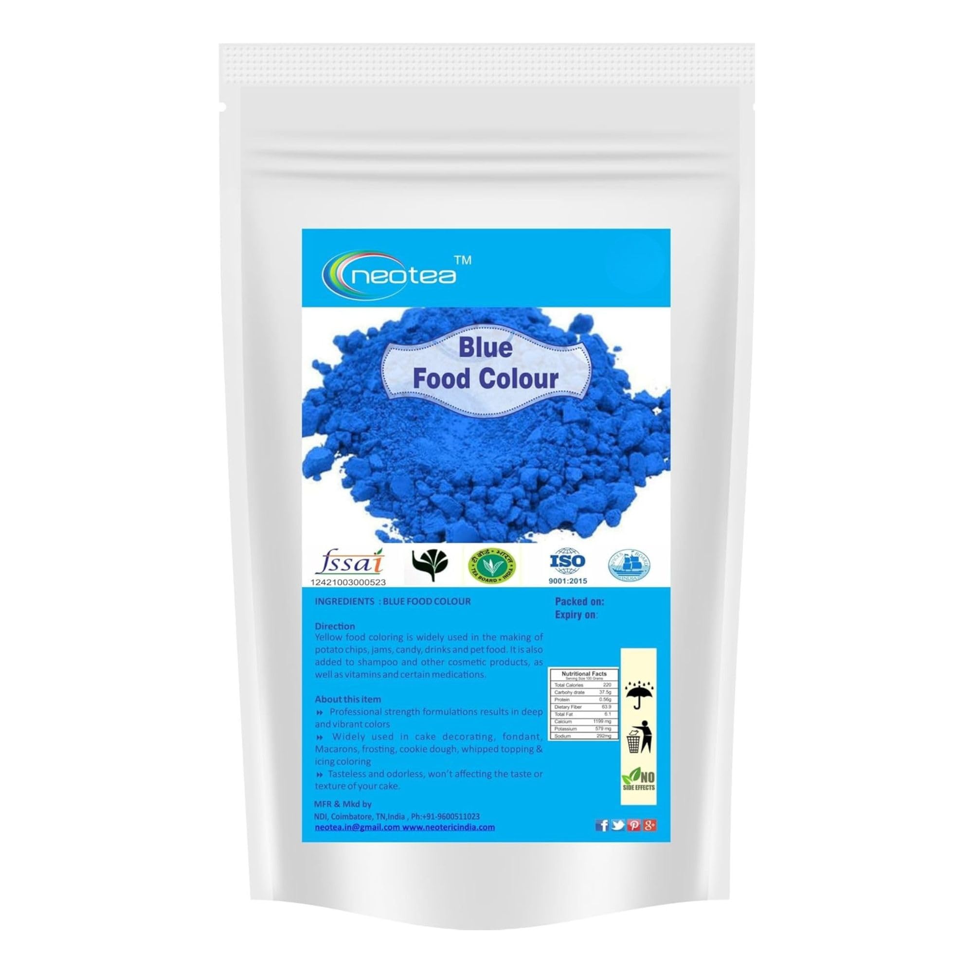 Neotea Blue Food Color - 100GM | Vibrant Edible Food Coloring for Baking, Cake Decoration, Confections & Desserts | Safe, Non-Toxic & Easy to Use