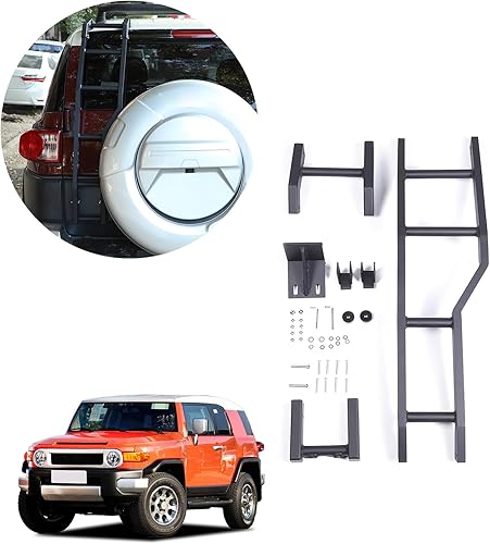 Miniatura 8 de Escalera para portón trasero compatible con toyot @FJ Cruiser 2007-2021, soporte de montaje de escalera de puerta trasera automotriz, accesorios de