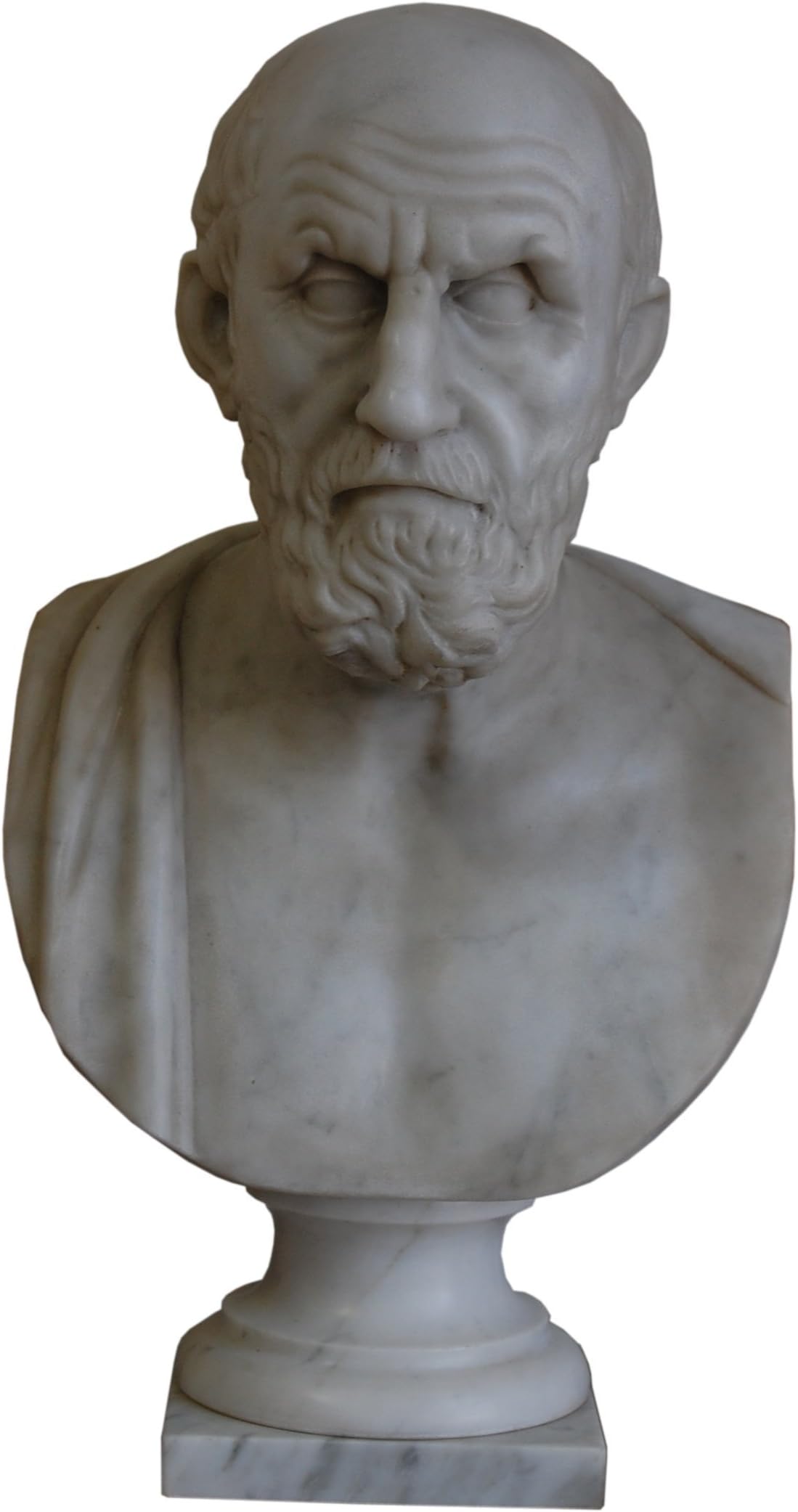 Hippocrates bust sculpted Carrara marble stone