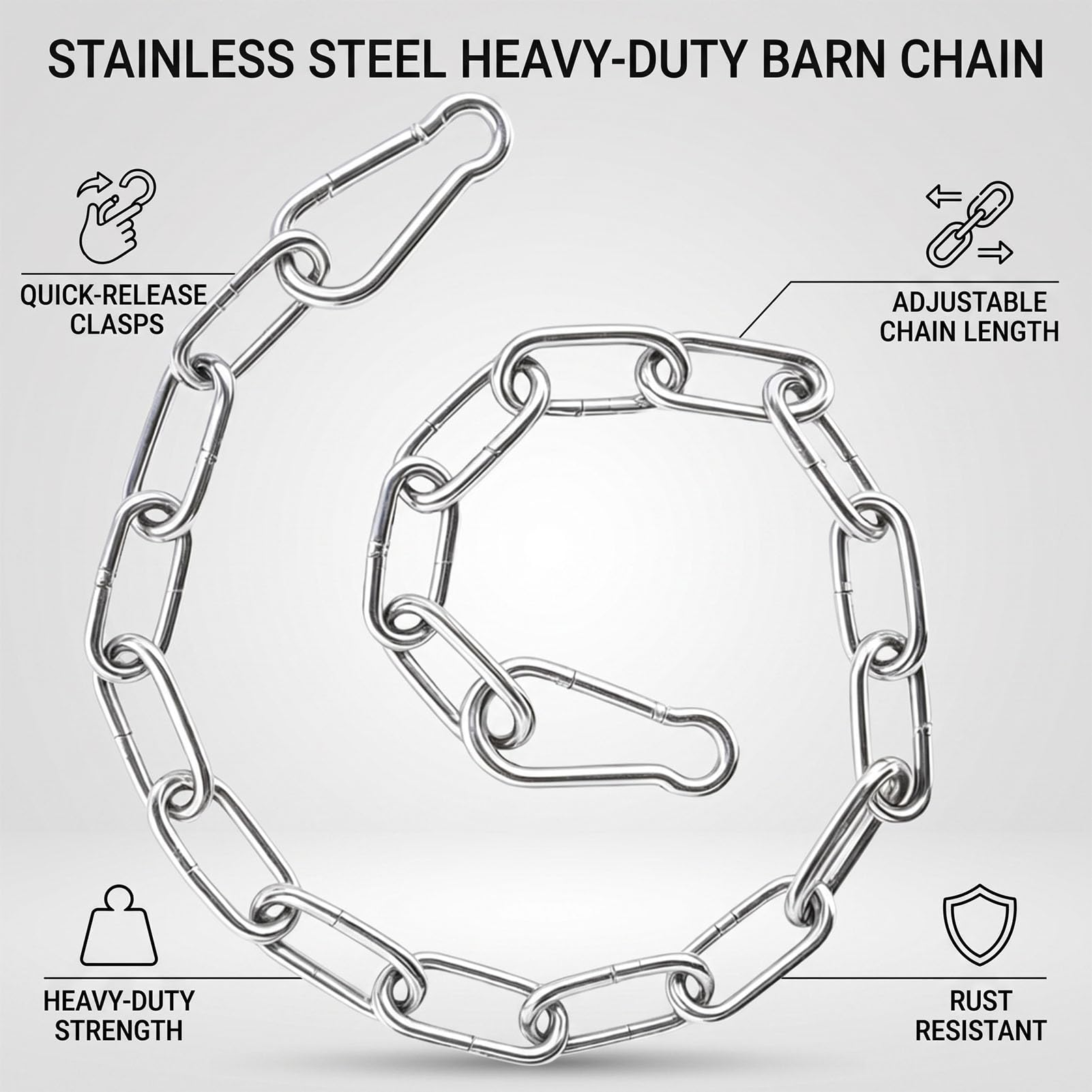 Verrou de Chaîne de Porte en Acier Inoxydable, 20 Pouces (51cm