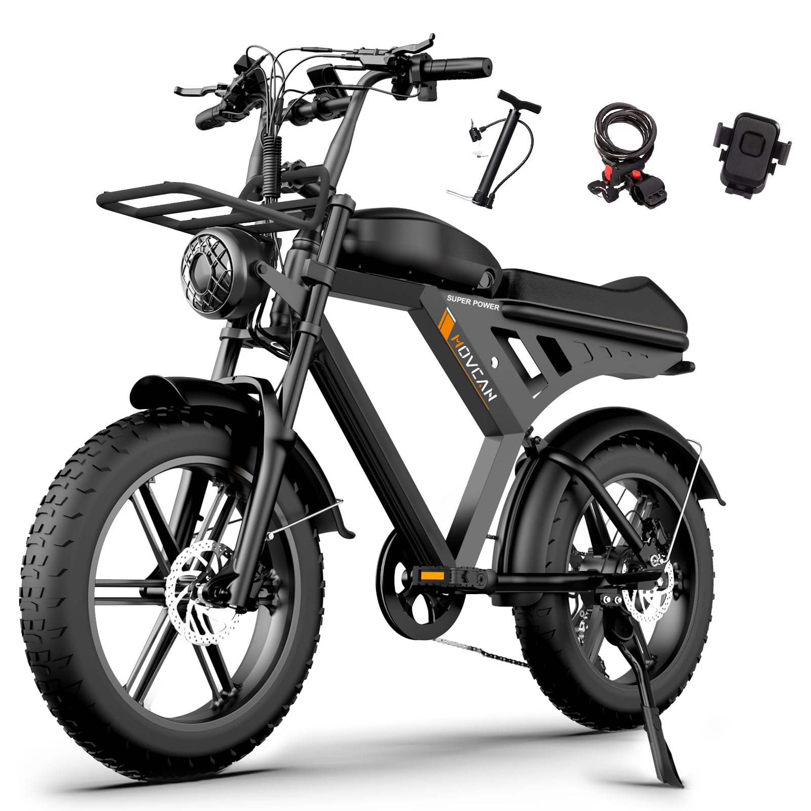 MOVCAN V30 Series Electric Bike for Adults 3000W/1500W/1000W Motor 20" Fat Tire Ebike,37.5MPH/32MPH/28MPH 120/70 Miles,48V 40Ah/31.2/15.6 AH Battery Hydraulic Disc Brake Electric Motorcycle Bike