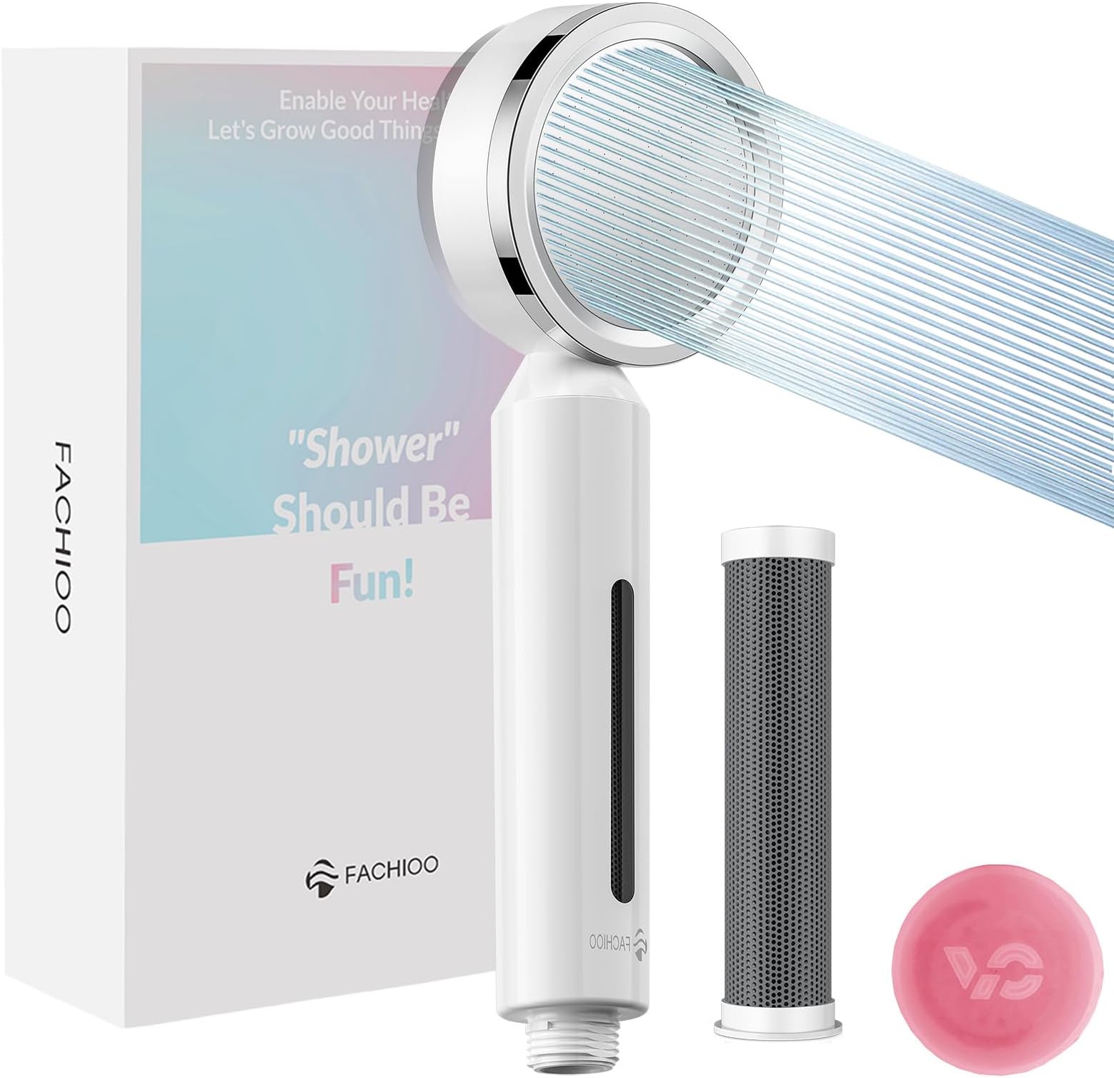 Handheld Shower Head with Four Stage Filter/Rose VC Filter Element, High Pressure Shower Head, Water Filter Showerhead, Water Softener Filter for Hard Water Remove Chlorine and Harmful Substances