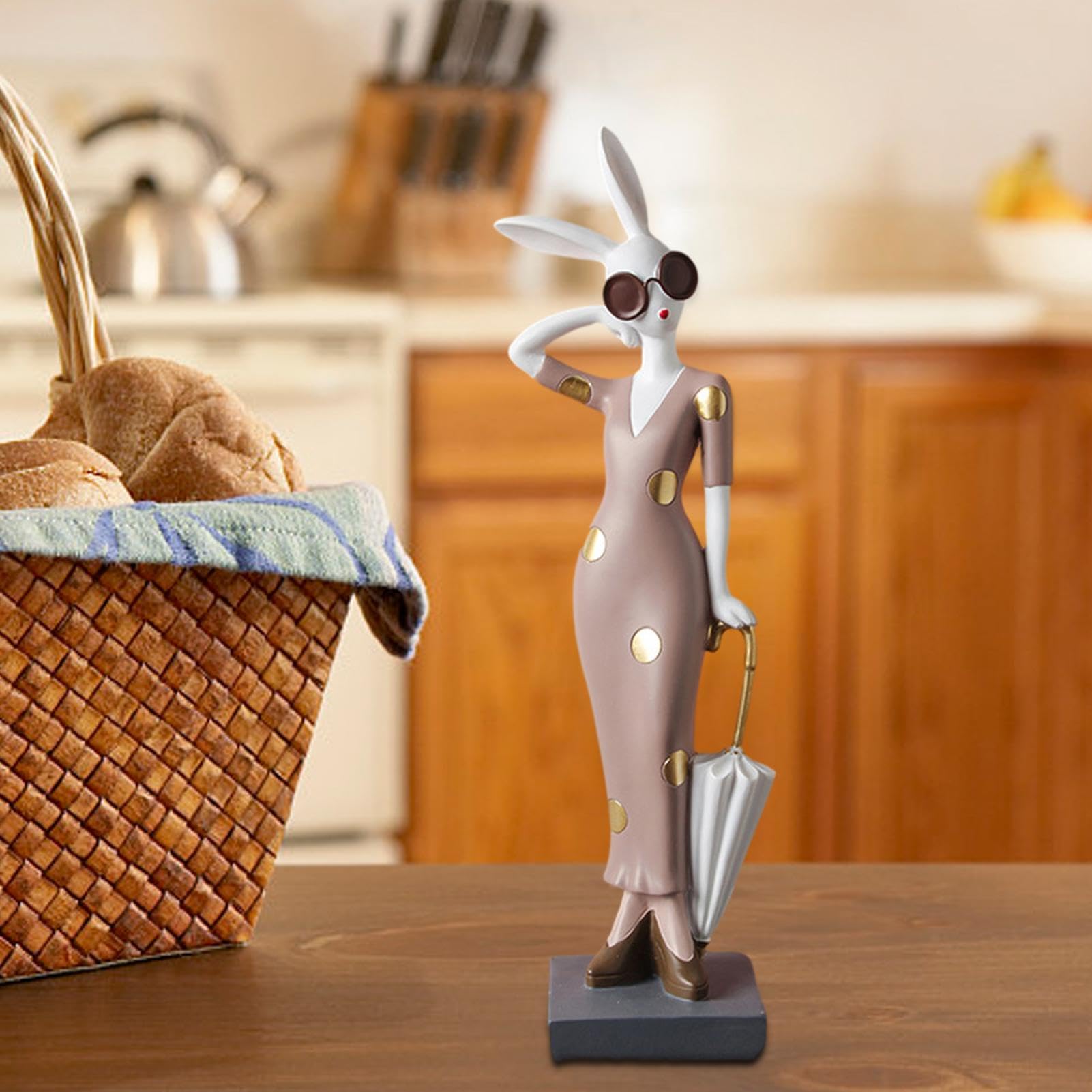 Figurine de lapin en résine, décoration de femme en forme de lapin mignon | décoration de table, idéale pour salon, chambre à coucher, maison et présentation de collection