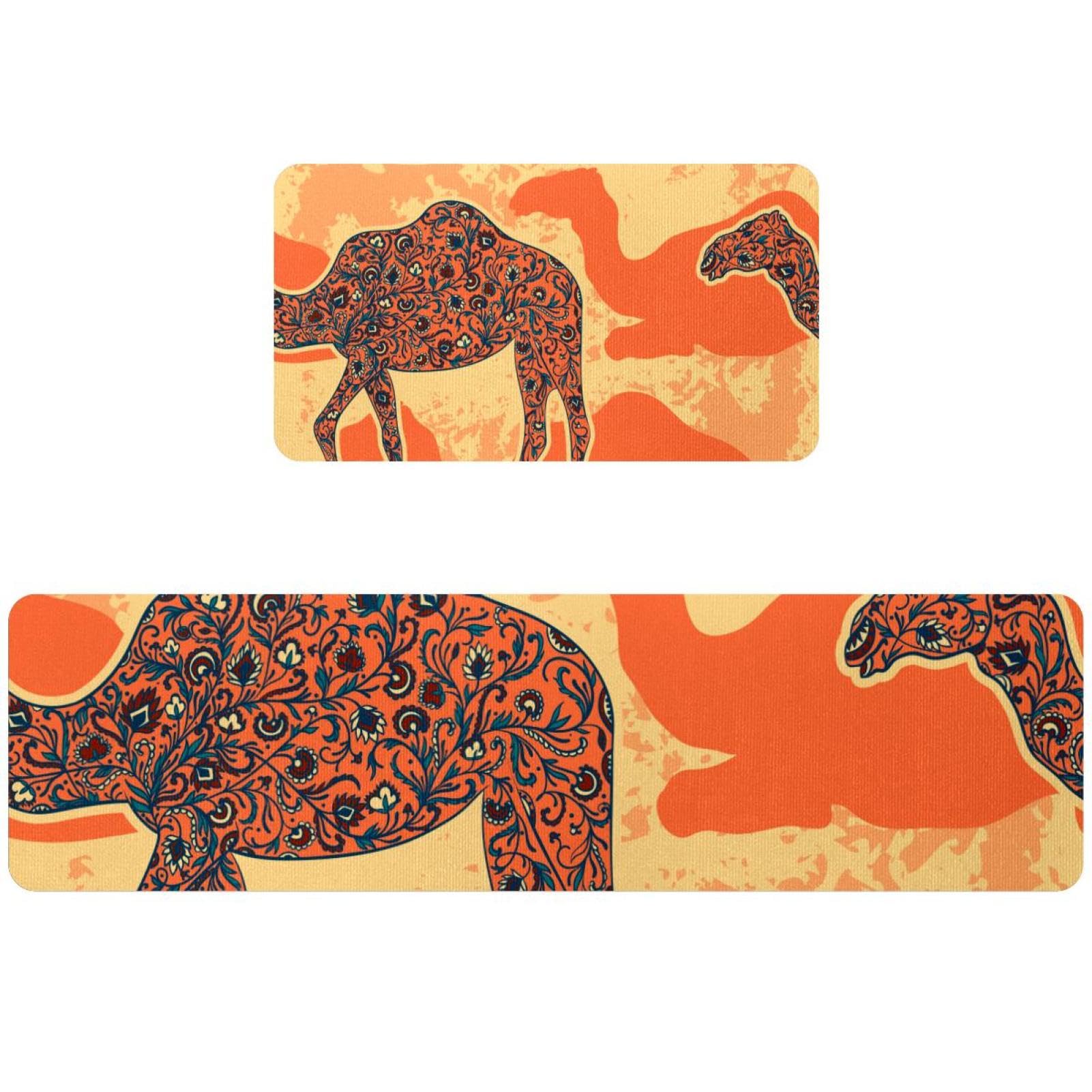 Tapis de cuisine antidérapant et absorbant lot de 2 camel lavable