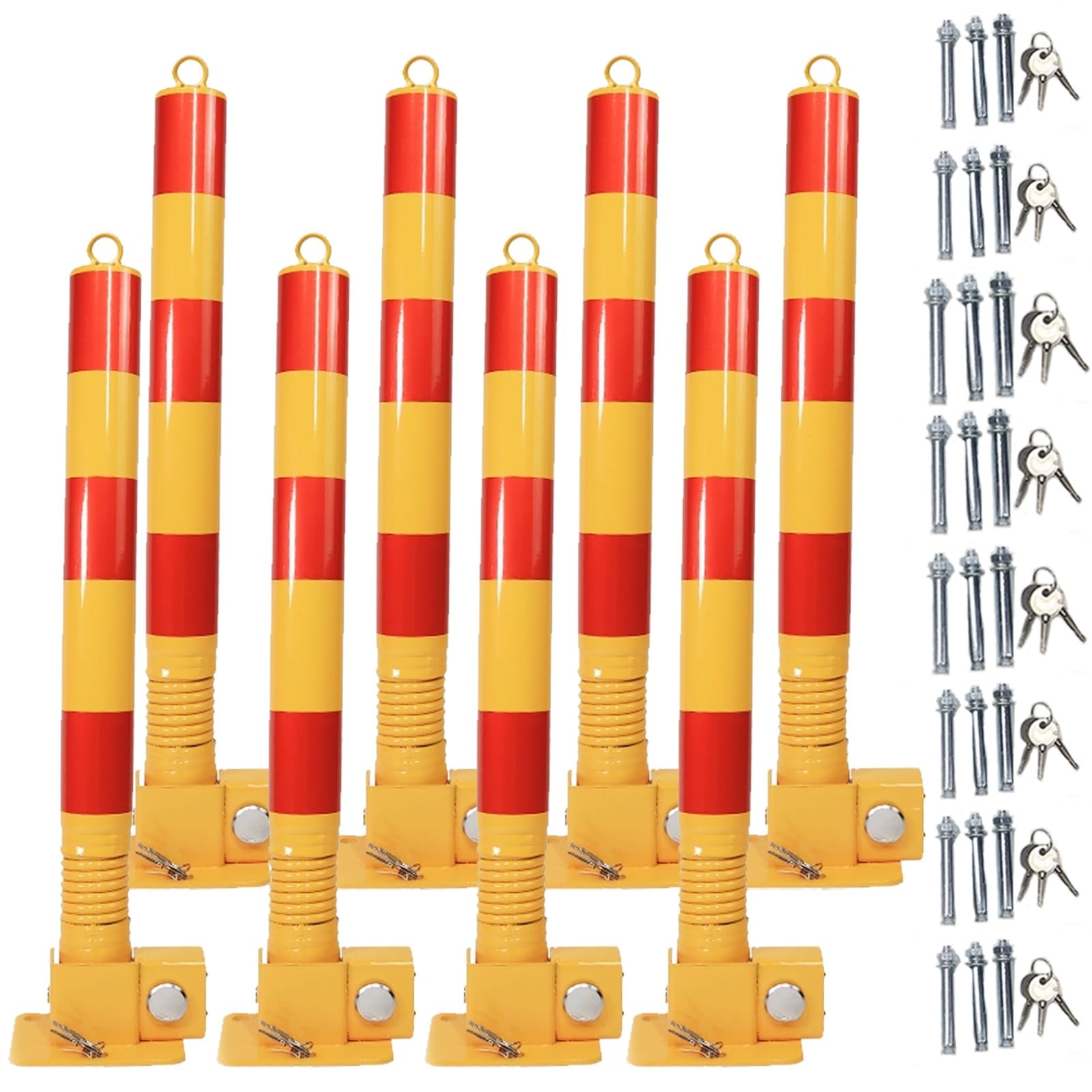 DUANHOZ Security Bollard - Reflective Parking Barrier for Driveway and Car Park Safety, Prevents Unauthorized Access