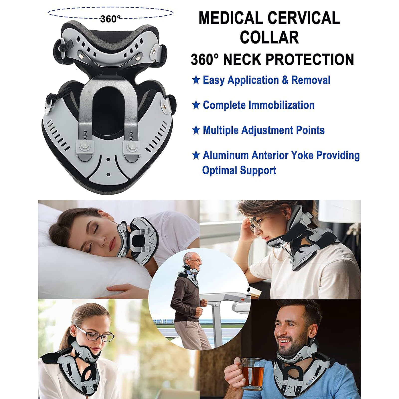 Dispositivo De Tracción del Cuello Cervical, Camilla De Cuello Ajustable, Collar De Cuello Cervical, 6 Niveles De Altura Ajustable Y Empuja El Espacio Intervertebral Uniformemente