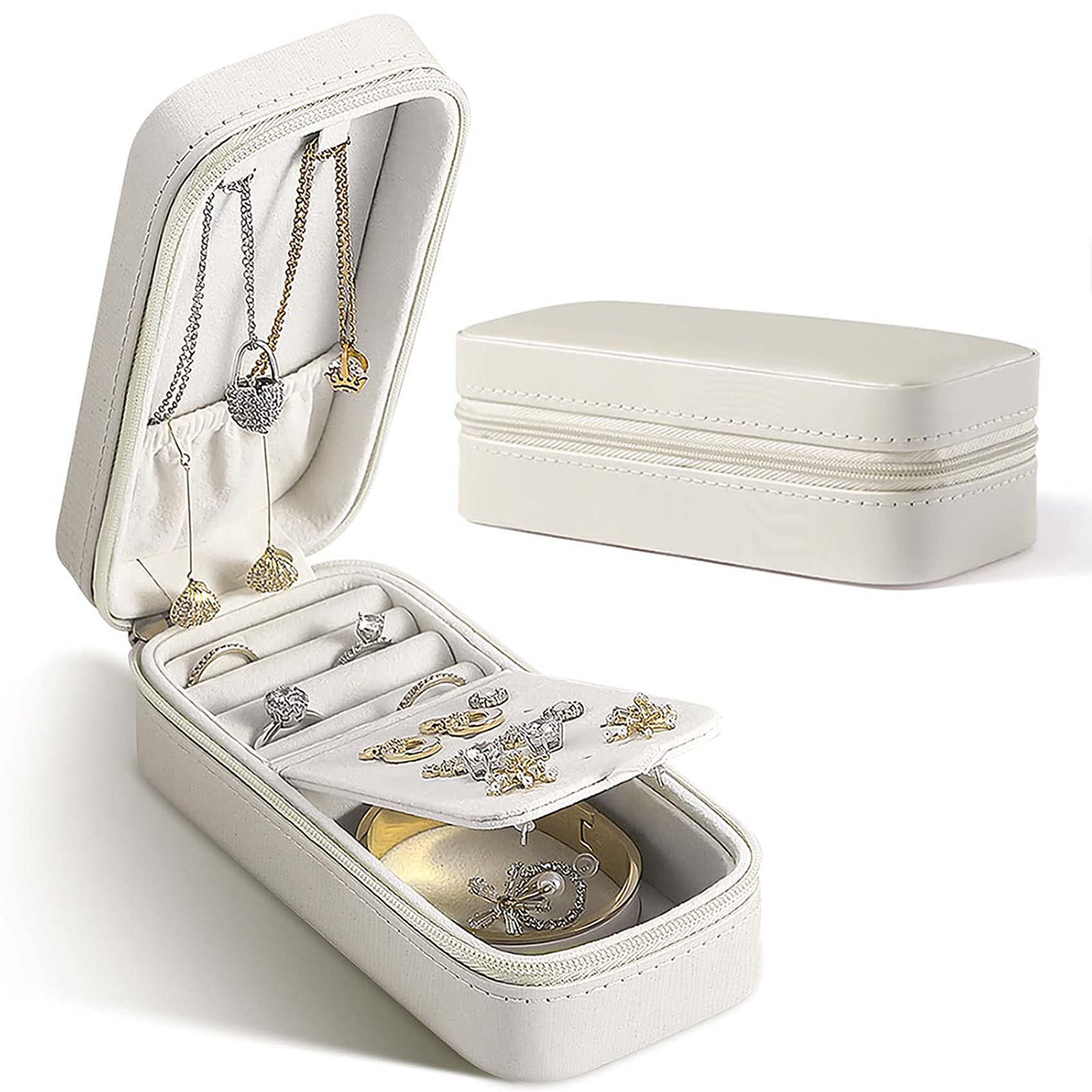 KASTWAVE Jewelry Box, Jewelry Holder, Small Travel Jewelry Box, Travel Mini Organizer, Storage Case Mini Travel Case, for Earrings, Rings, Necklaces, Bracelets, Gifts for Women and Girls
