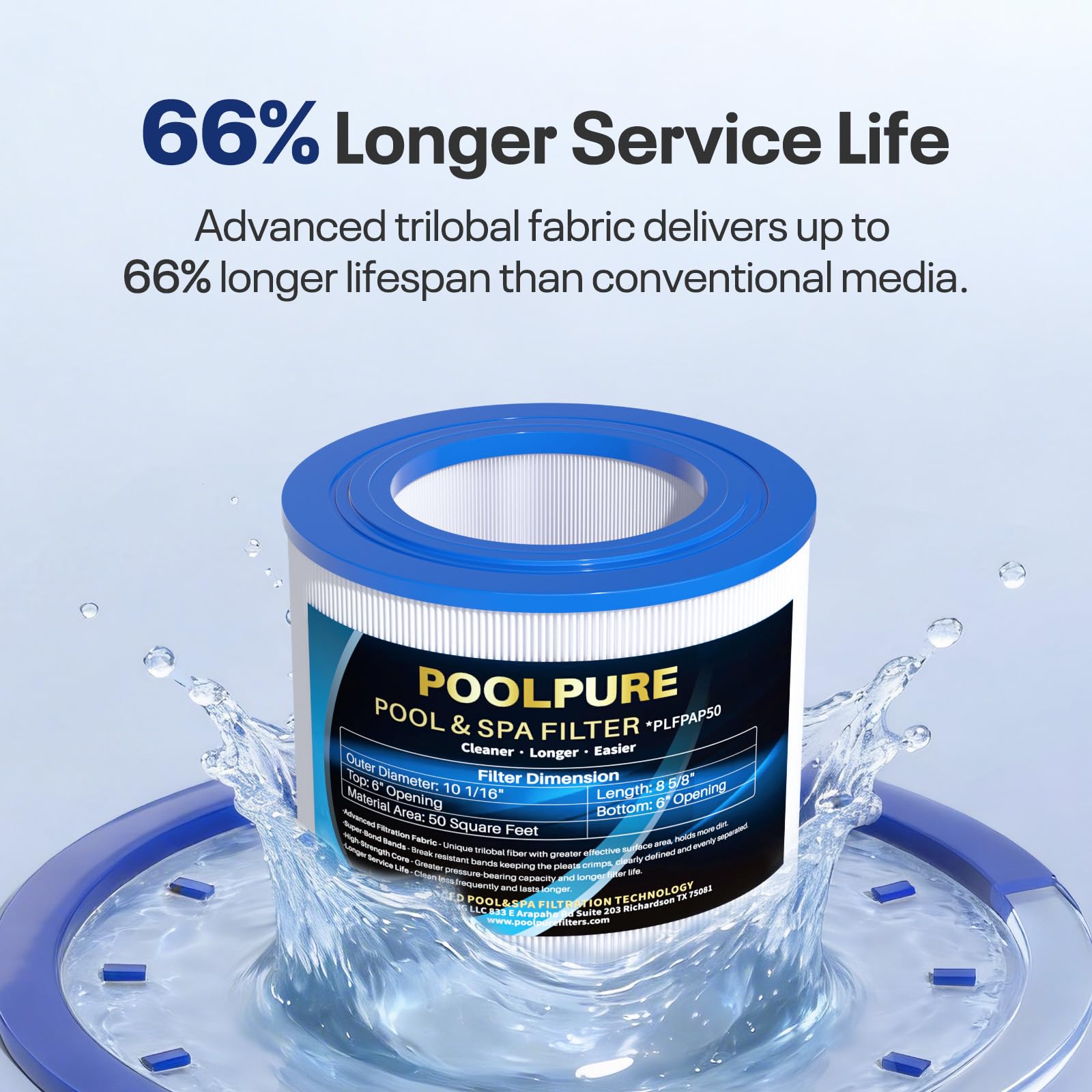 POOLPURE Filtro PAP50 substitui Clean & Clear 50, CC50, R173213