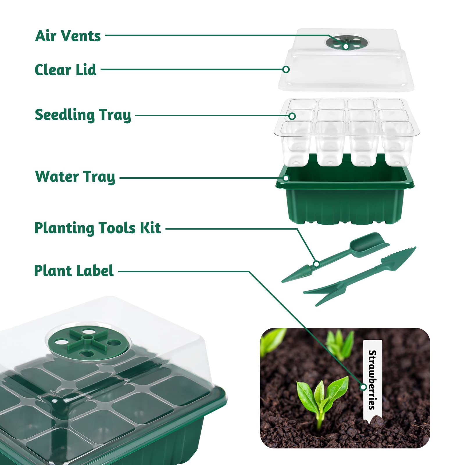 Kit Germinazione Semi Con Luci LED - 8 Vassoi 96 Celle, Timer E Luminosità Regolabile - Foto 7