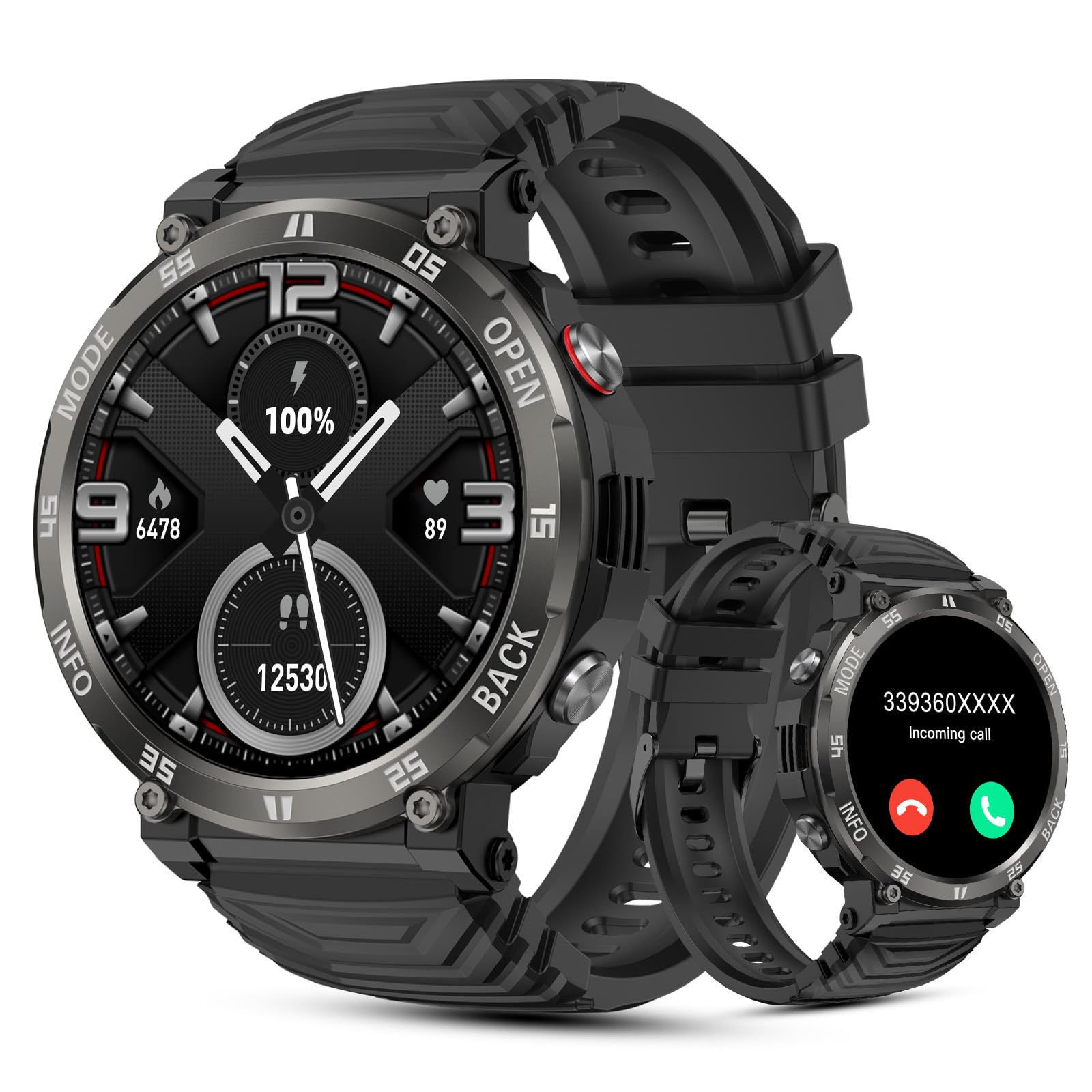 AVUMDA Reloj Inteligente Hombre con Llamadas, 1,52" Smartwatch Deportivo, Pulsera Actividad IP68 con Monitor de Sueño Podómetro Pulsometro Presion Arterial SpO2 100+ Deportes Modos para Android iOS