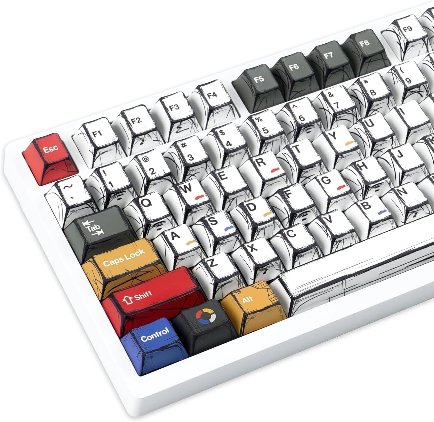 136 Key Comic Keycaps PBT Sublimation Process Cherry Profile Keycaps for Cherry MX Gateron Switch Mechanical Keyboard Color