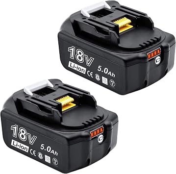 Pack of 2 18 V 5000 mAh Battery Compatible with BL1850 BL1860B BL1855 BL1840 BL1830 BL1835 BL1820B BL1815 with LED Indicator