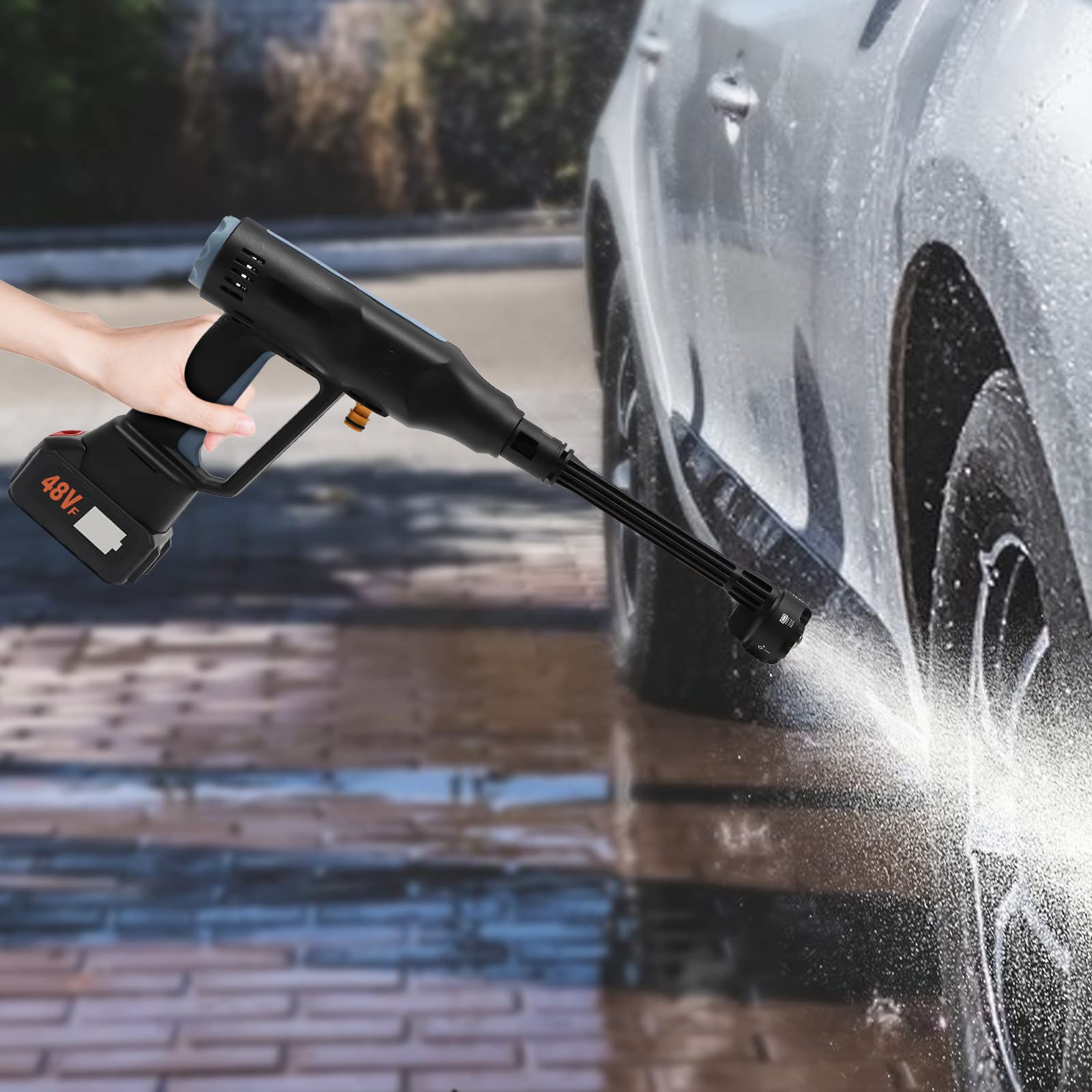 Rondella ad alta pressione a batteria portatile idropulitrice a batteria idropulitrice con ugello 6 in 1 rondella elettrica per recinzione auto pavimento pulizia irrigazione 50 bar 380 W