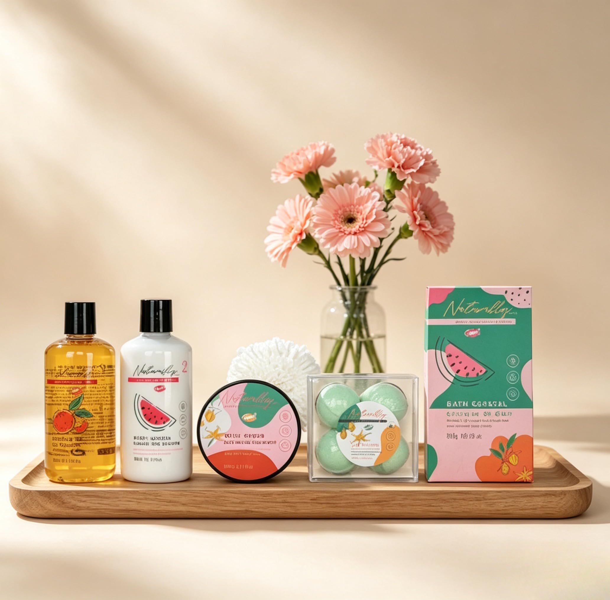 GLOSS ! NATURALLY Bade-Set – Beauty-Set – Beauty-, Pflege- & Wellness-Korb – Originelle Geschenkidee für Frauen, Geburtstag, Valentinstag, Weihnachten, Lehrerin, Muttertag - PANIER