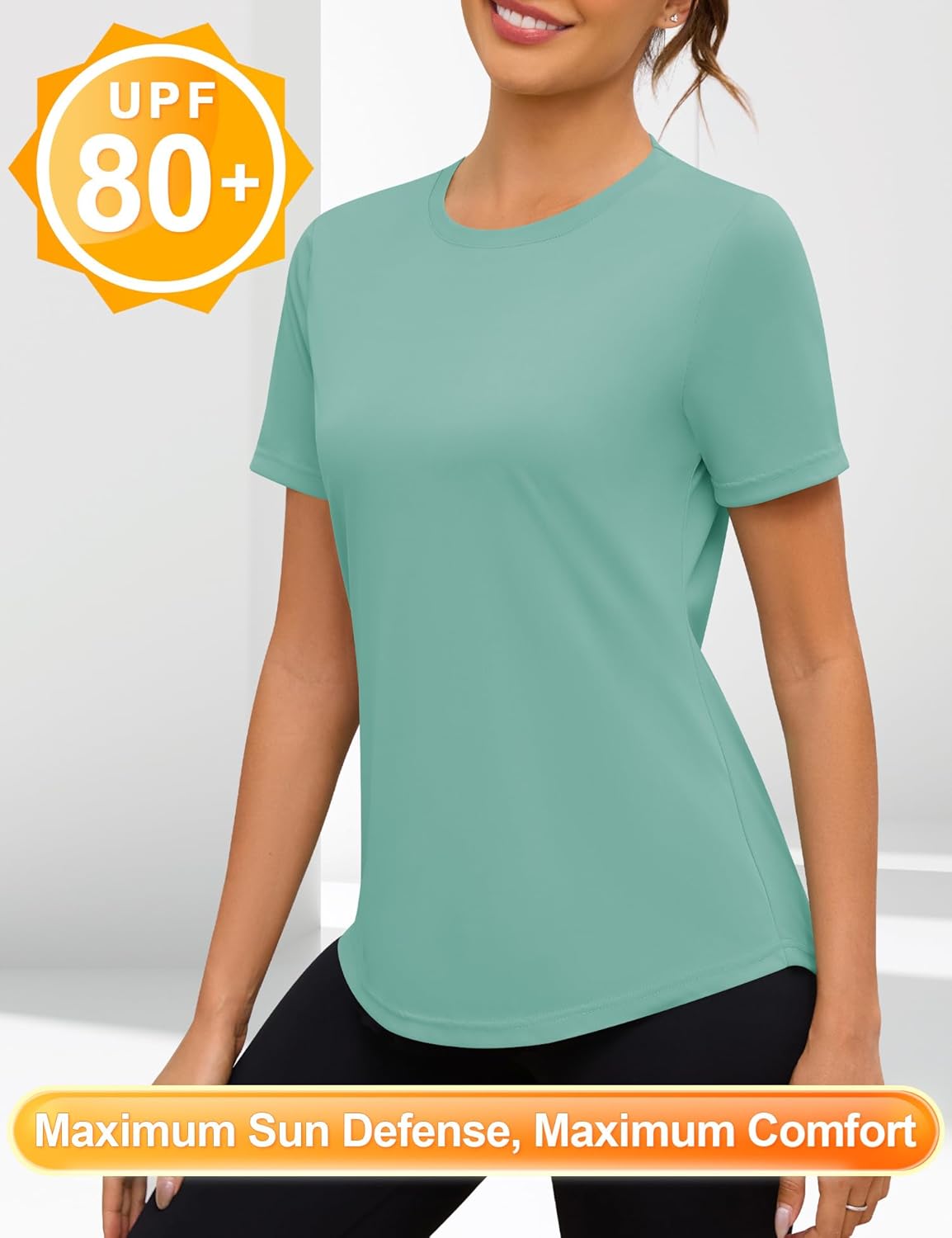 Blingfit Workout Tops for Women Short Sleeve Yoga Shirts Sports Gym Tshirts Quick Drying Running Top UPF 80+ Sun Protection - Image 4