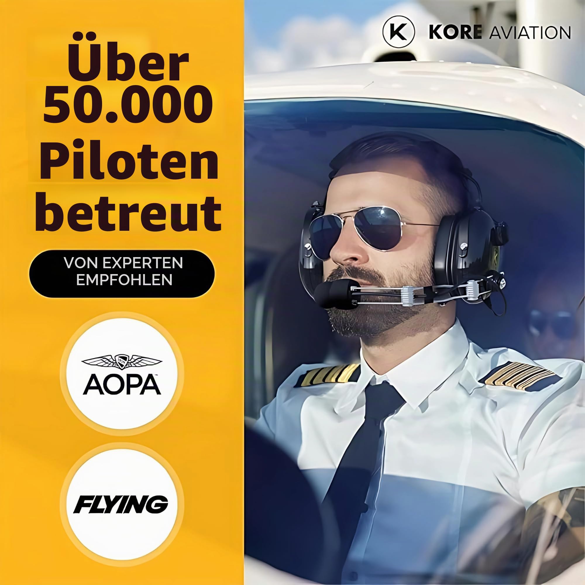 KORE AVIATION P1 Series PNR Pilot Aviation Headset, Schwarz