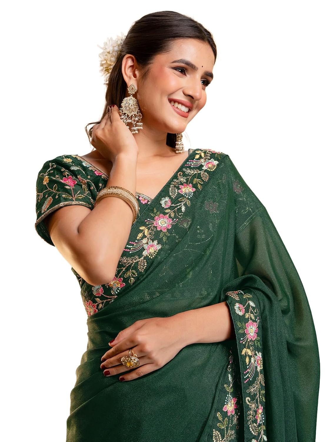 SIRIL Women's Shimmer Georgette Embroidery Saree with Unstitched Blouse Piece - Review, Price and Buying Guide