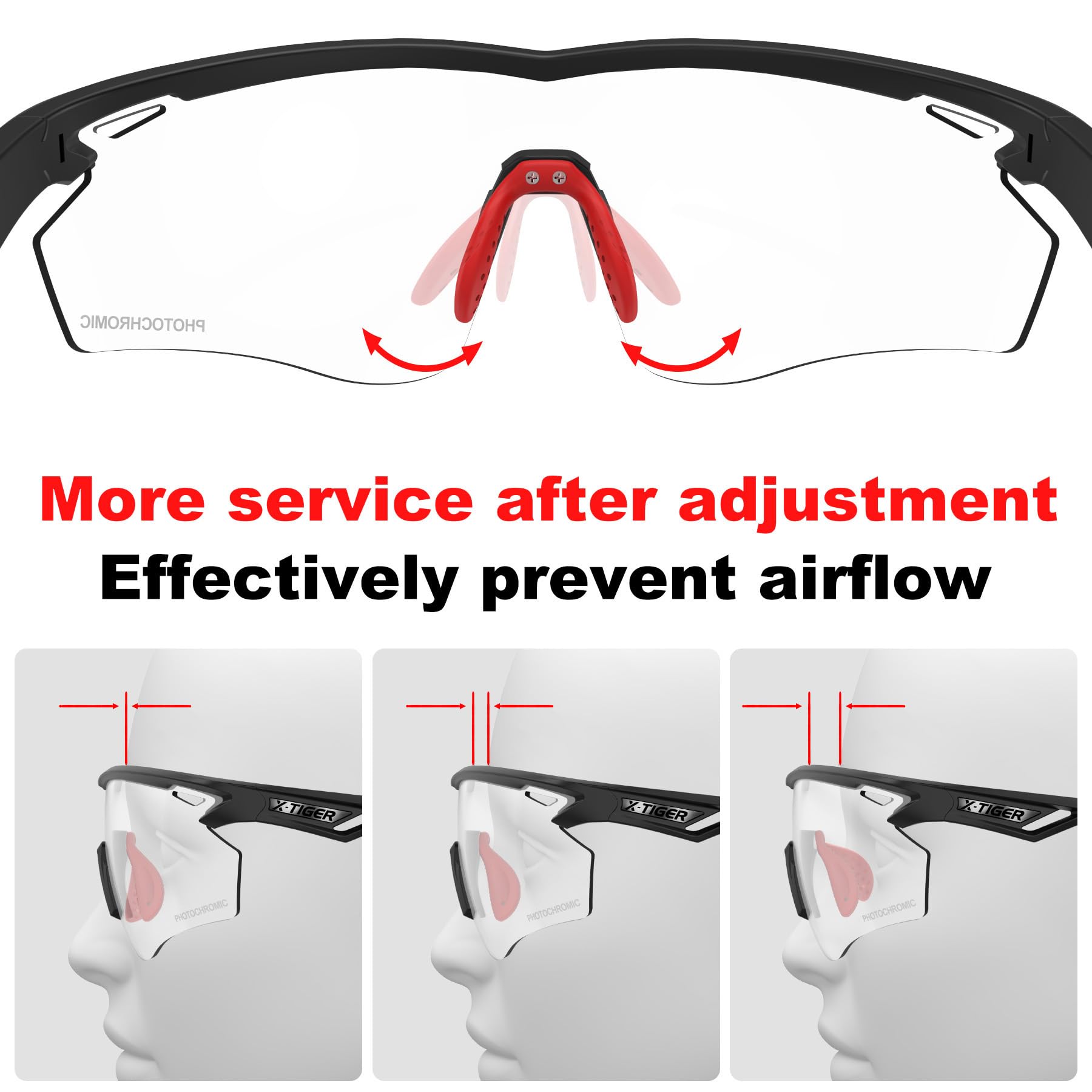 X-TIGER Lunettes de Cyclisme Photochromiques pour Homme Femme Cadre en TR90 Transparente Parfaites pour Vélo VTT et Running Sport
