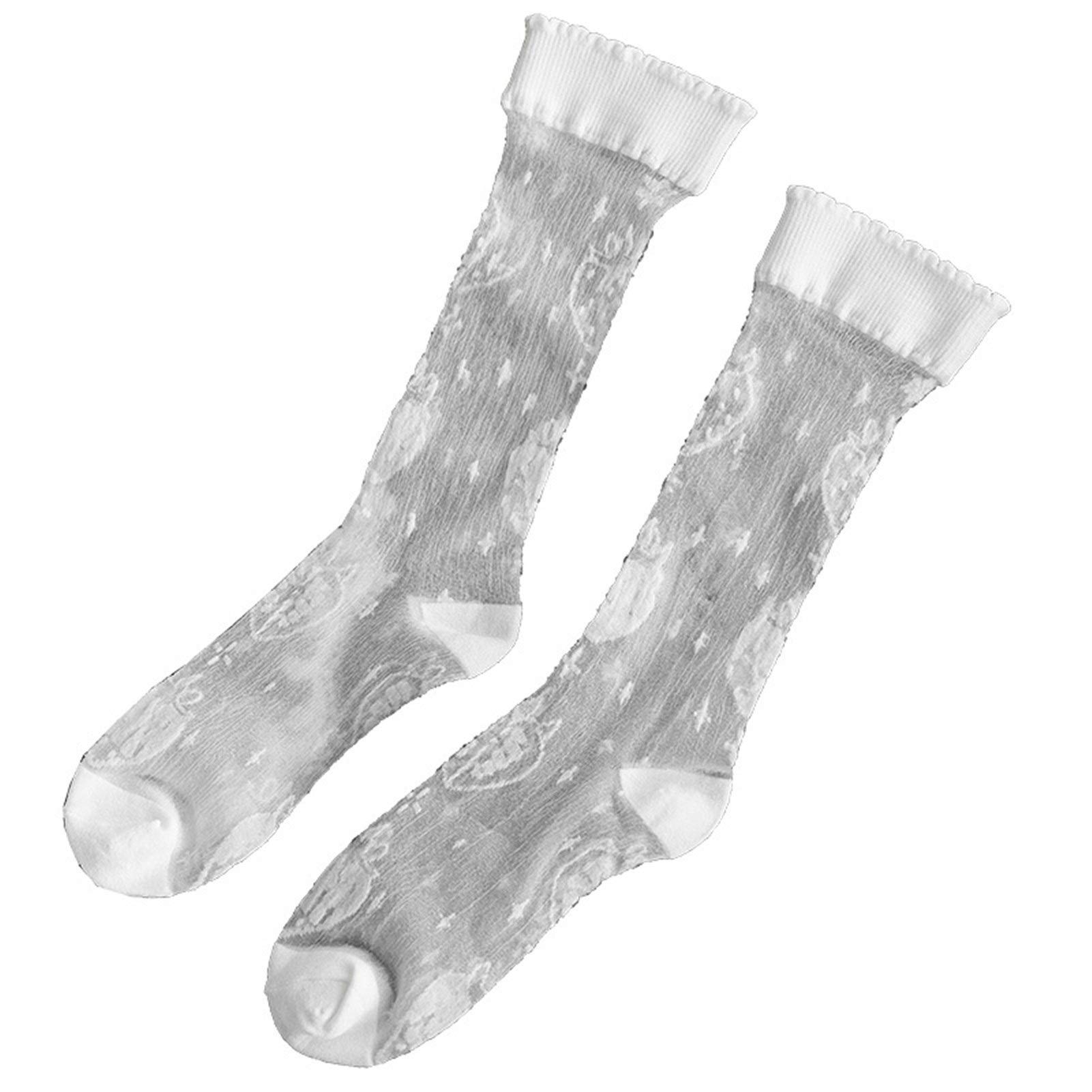 Chaussettes filles printemps été en soie de verre blanche imprimé fraise