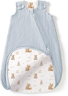 lulumoon Baby Schlafsack für 0-3 Monate: Musselin Schlafsack Baby für Jungen und Mädchen - Baumwolle Babyschlafsack für 56cm Ganzjahres Kinderzimmer Hellrosa Herz