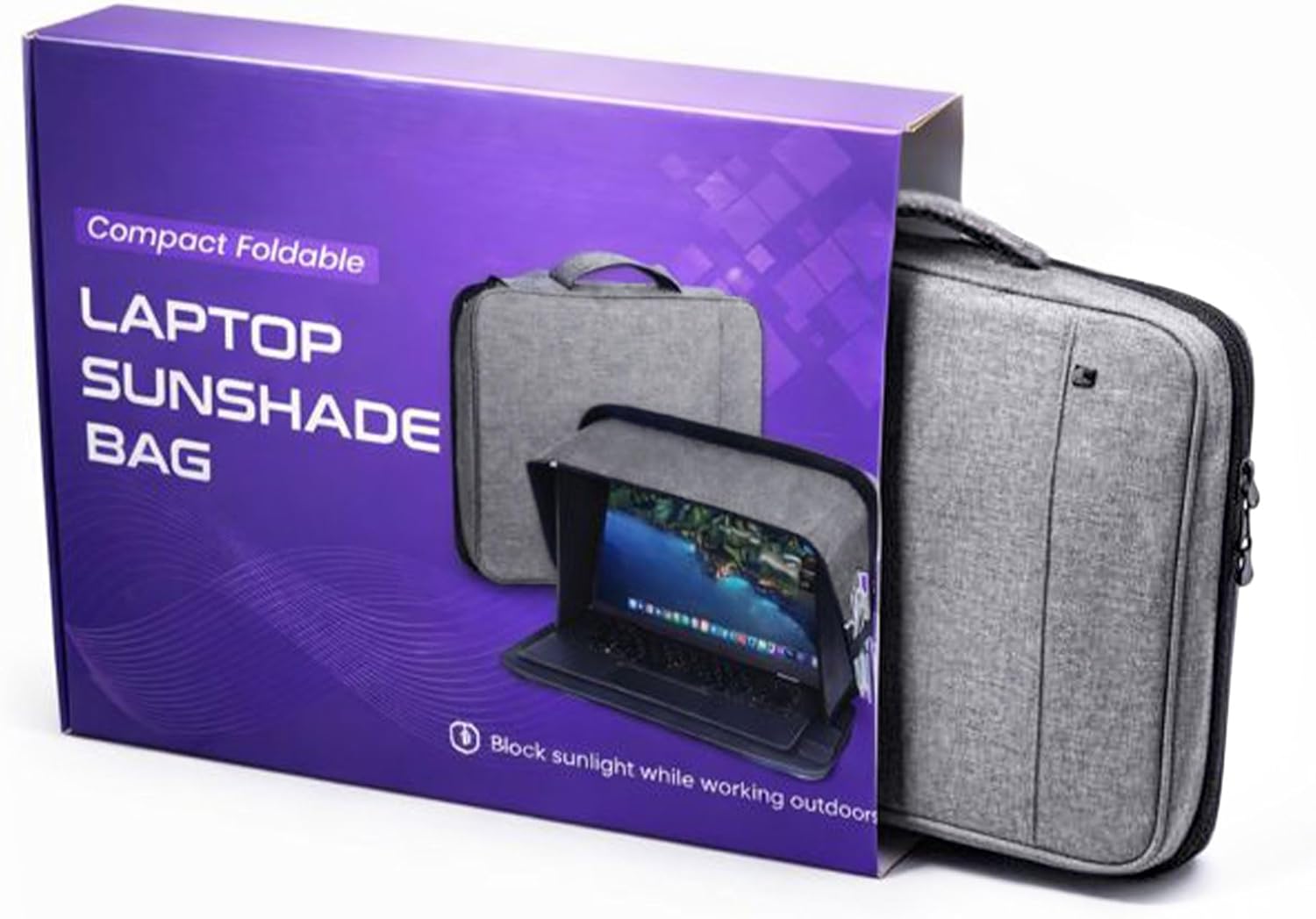 Outdoor Laptop Sun Shade - Rigid Hard-Shell Laptop Sunshade for Working Outside, Anti-Glare 2-in-1 Sleeve for 12–15” Laptops, Computer Tent for Working Outside