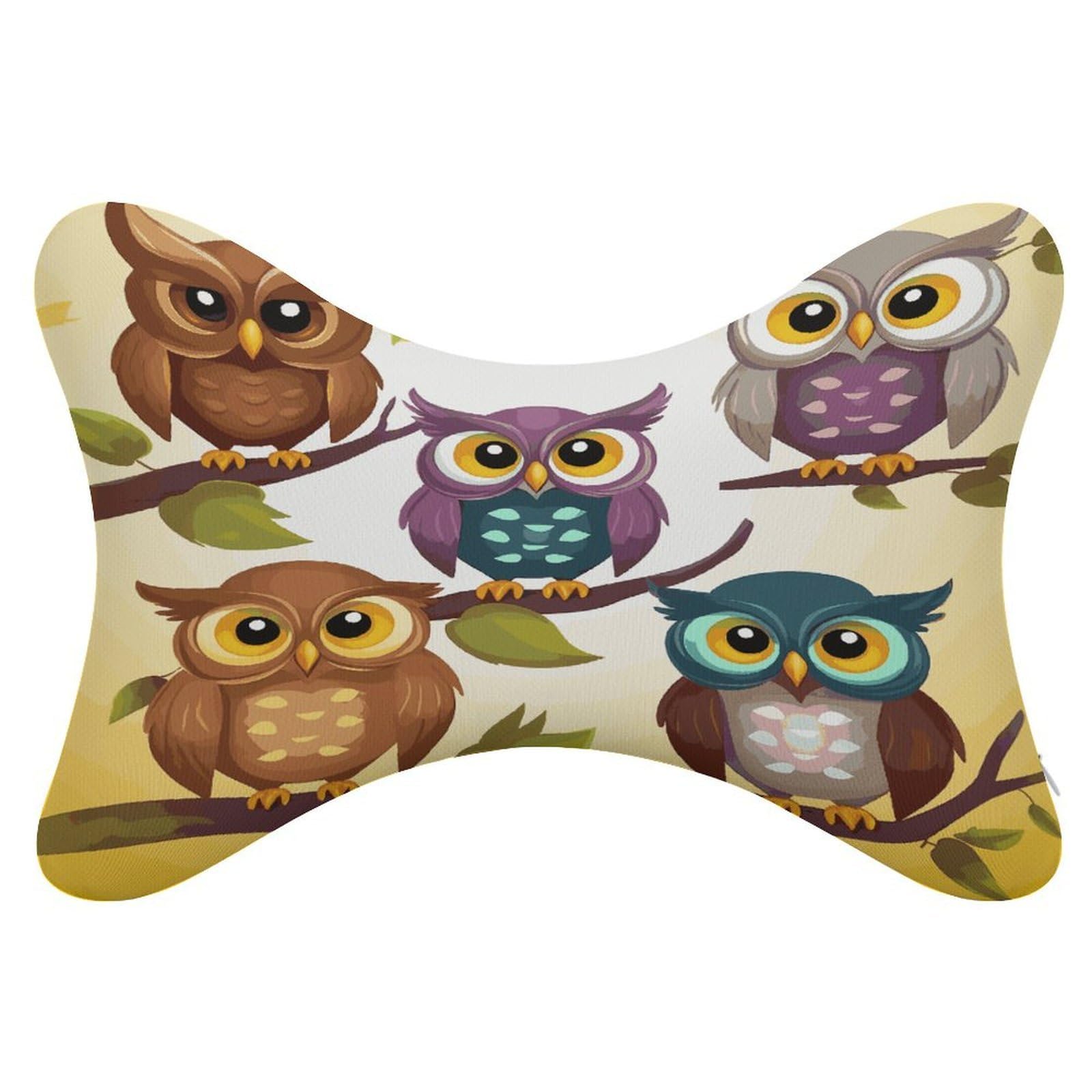 FekiLoot Owls Birds Car Headrest Set of 2,Softness Memory Foam Car Neck Pillow with Breathable Removable Cover Car Neck Support Pillow Ergonomic for Driving, Office