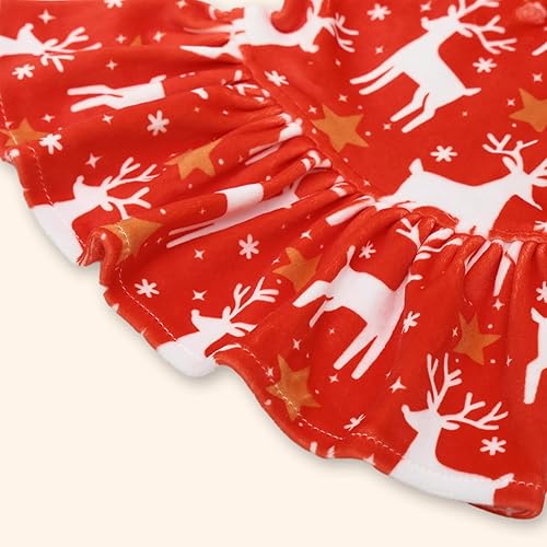 Miniatura 59 de CuteBone - Vestido de terciopelo para perro, cuello alto, falda de cachorro de búfalo rojo, traje de mascota, ropa de gato con lazo para el pelo