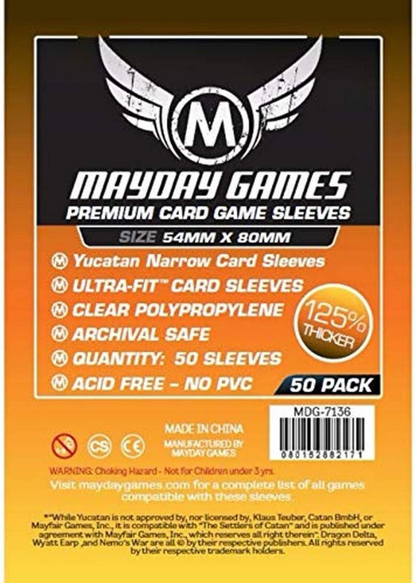 Mayday Games Yucatan Narrow Card Sleeves (54x80mm) - 50 Premium