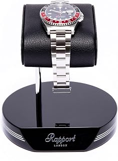 Rapport, Single Watch Stand, Black and Silver, High Gloss Base, Premium Leather Cushion, Elegant Stand For Bedside Cabinet Price In India