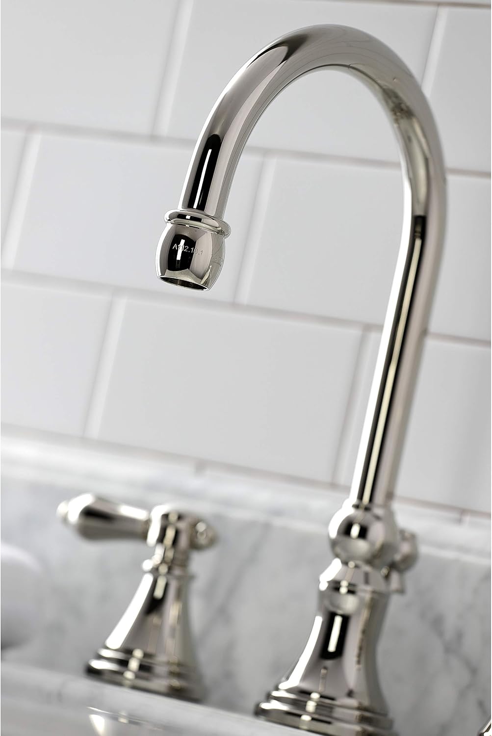 Kingston Brass KS2986BAL Heirloom Widespread Bathroom Faucet, Polished Nickel, 13.63 x 6.31 x 11.5