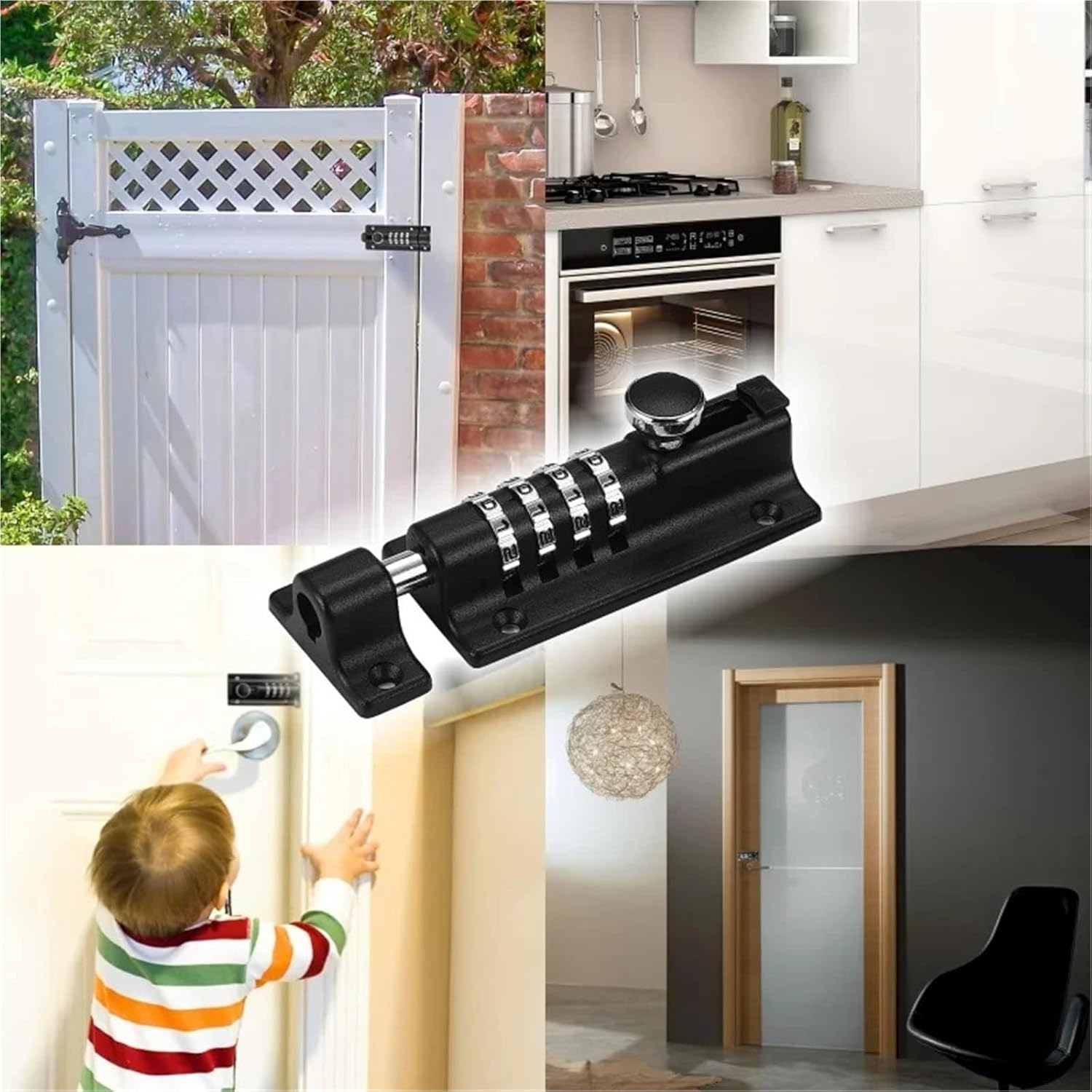 4-Digit Combination Sliding Bolt Gate Lock Household Security Password Locks Mechanical Digital Code for Sheds Doors Window Barn 1Pcs(Silver)