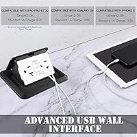 Vista 4 de Hoolerry Kit de 1 caja de cubierta de toma de corriente eléctrica de piso desplegable con cargador USB de 4.8 A, 20 amperios, impermeable