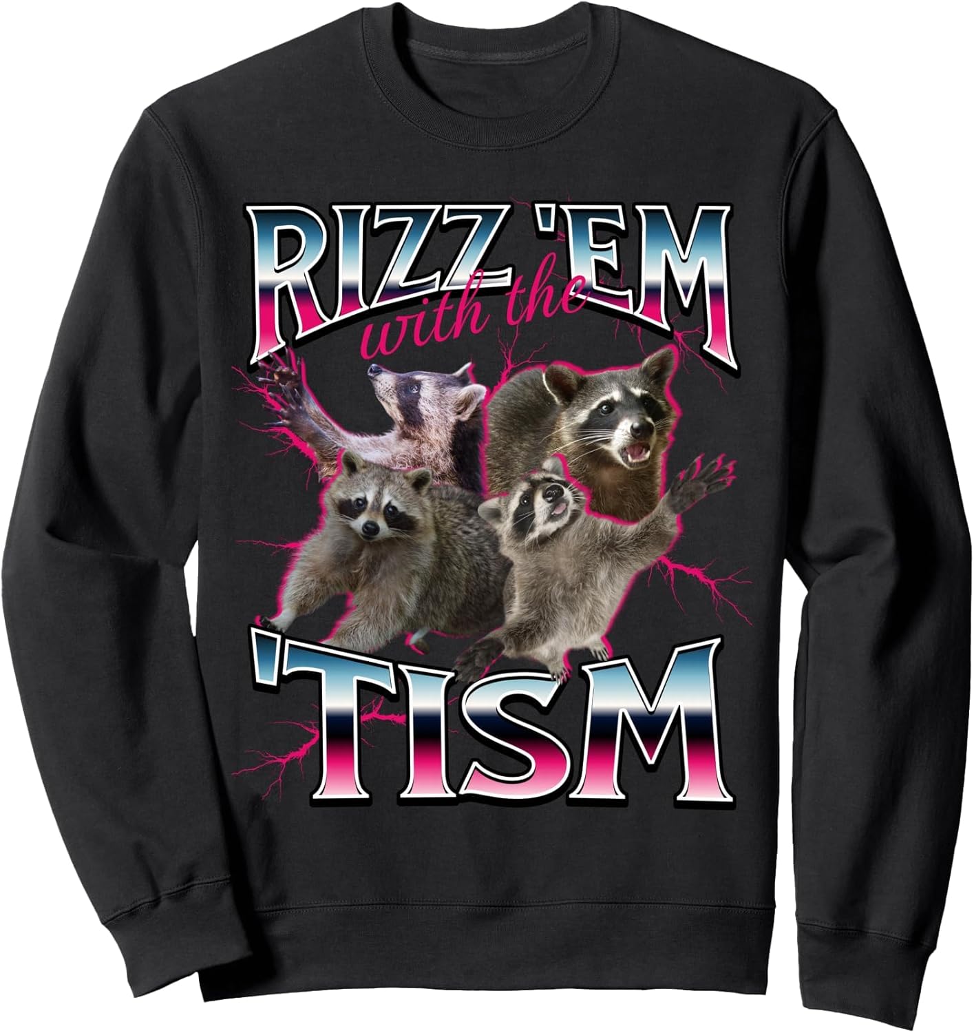 Autism Funny Rizz Em With The Tism Meme Autistic Racoon Sweatshirt