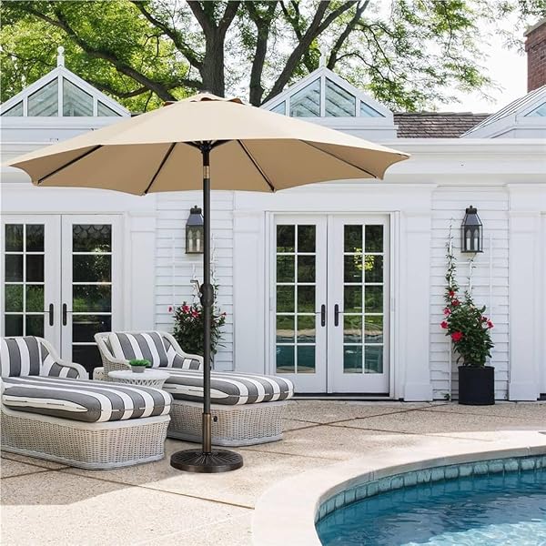 Yaheetech Pied de Parasol 12 kg Lestage pour Parasols en Résine et Fer pour Terrasse, Piscine, Patio, Jardin, Restaurant Bronze Φ46×33 cm - 2