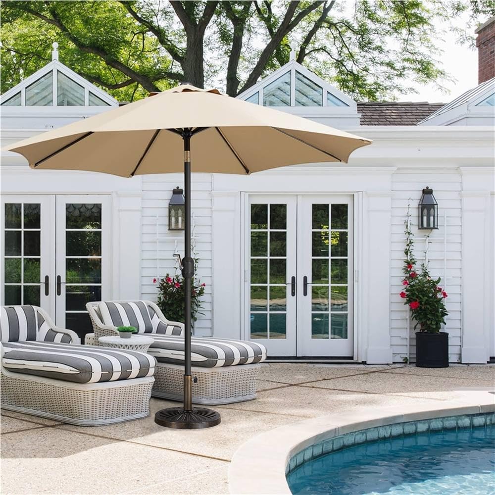 Yaheetech Pied de Parasol 12 kg Lestage pour Parasols en Résine et Fer pour Terrasse, Piscine, Patio, Jardin, Restaurant Bronze Φ46×33 cm - 3