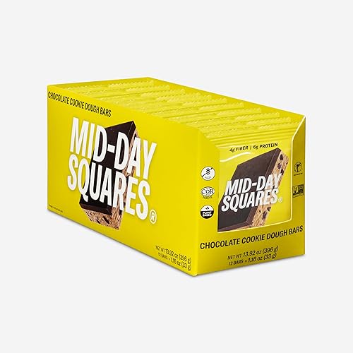 Miniatura 7 de Barras de proteína de masa de galletas con chocolate Mid-Day Squares, 1.16 oz cada una, 3 paquetes (36 cuadrados)  Hecho con chocolate real, 6 g de