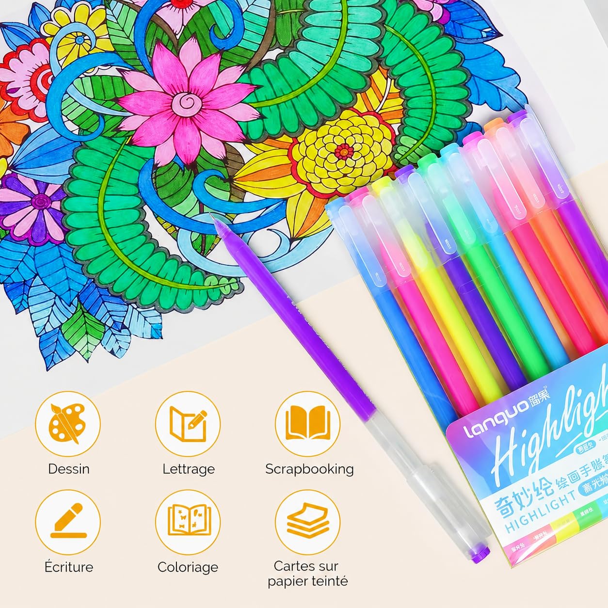Laconile Lot de 168 Stylos Gel Couleurs – Stylos Paillette, Pastel, Métallique et Néon – Stylo Gel Adulte pour Dessin, Coloriage, Griffonnage Artisanat Scrapbooking(0.65 MM)