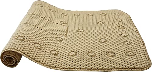 Tapete de baño suave con textura acolchada de gofre, calidad de spa, baño, ducha, bañera y baño, antideslizante, 27.5 x 16 pulgadas, beige