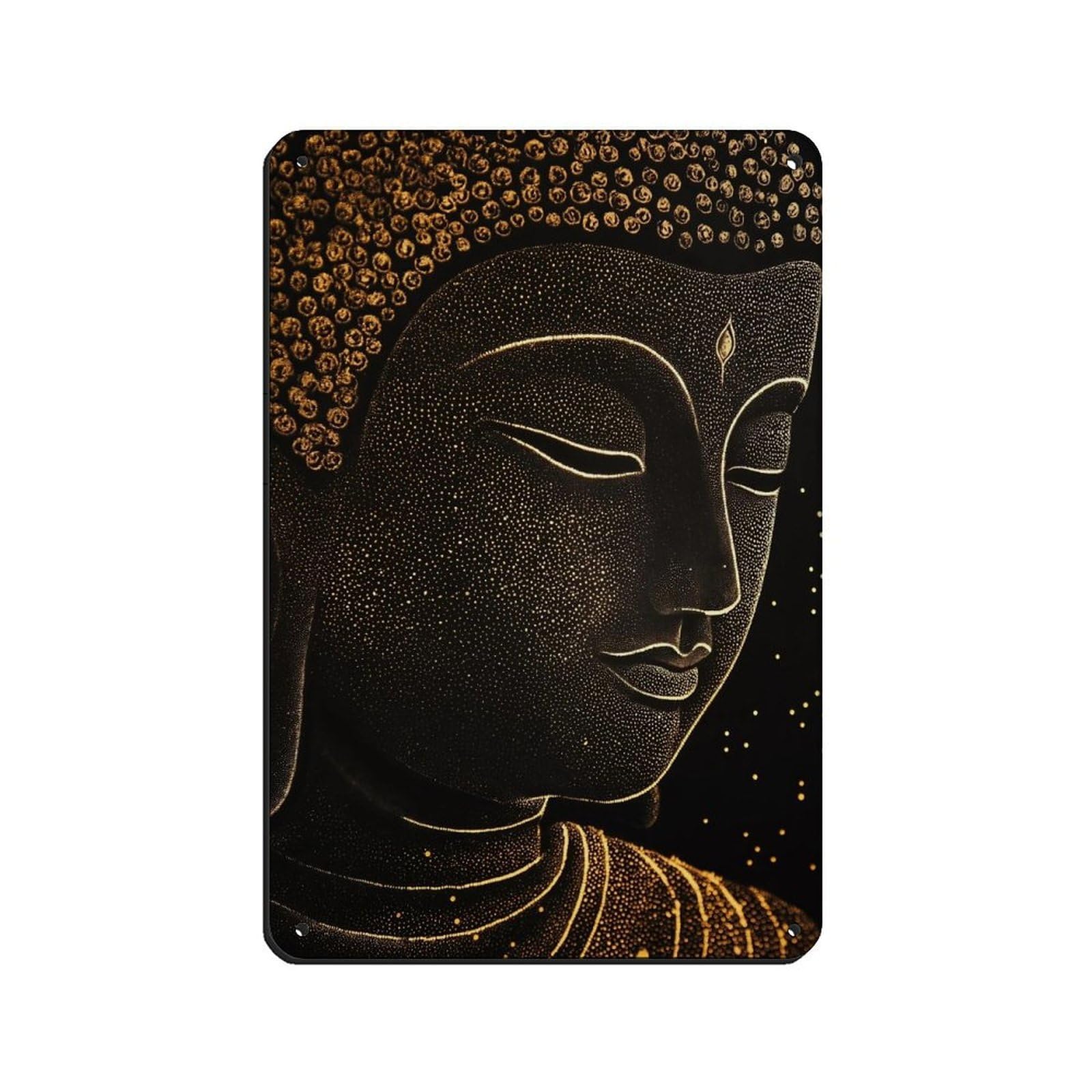 Golden Buddha, Spiritual Zen Art Tin Sign Vintage Metal Pub Club Cafe Bar Home Wall Art Decoration Poster Retro 8x12inch(20x30cm)