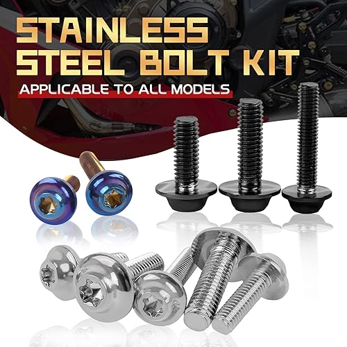 Miniatura 2 de BAIONE Juego de 195 piezas de pernos para carenado de acero inoxidable M5 M6, tornillos para carenado de parabrisas de motocicleta, sujetadores