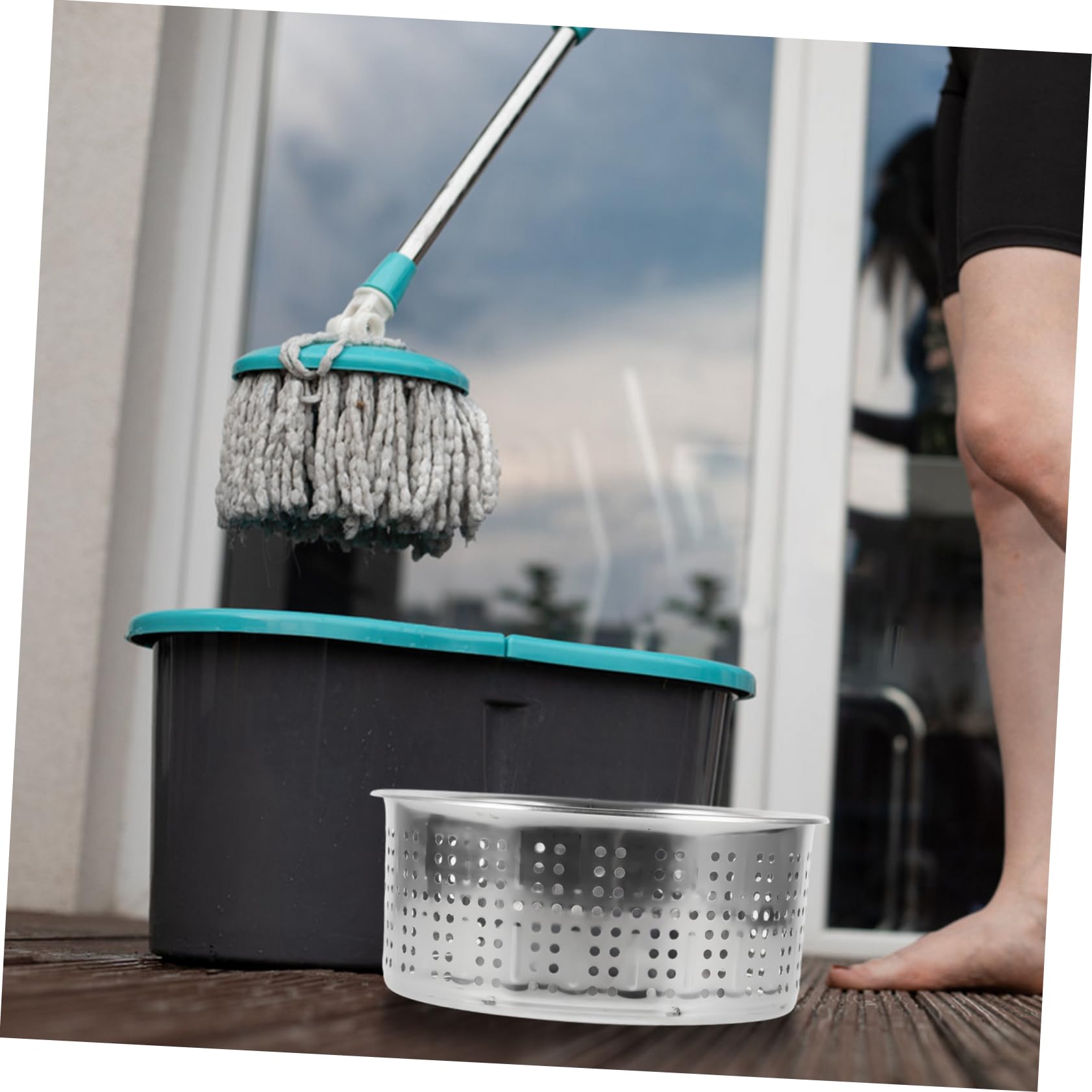 BCOATH Rotary Mop Bucket Accessories Stainless Steel Dry Basket Replacement for Easy Cleaning for Household Use Effortlessly Remove Excess Water and Convenient Design