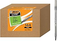 BIC Round Stic Xtra Life Ballpoint Pens, Black Ink 144-Count Pack - Ultra Long-Lasting Smooth Writing for School & Office