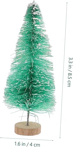 Miniatura 5 de Amosfun 12pcs Mini Pine Trees Sisal Trees Miniature Christmas Tree with Wood Base Christmas Desktop Decorations 8.5cm (Green)