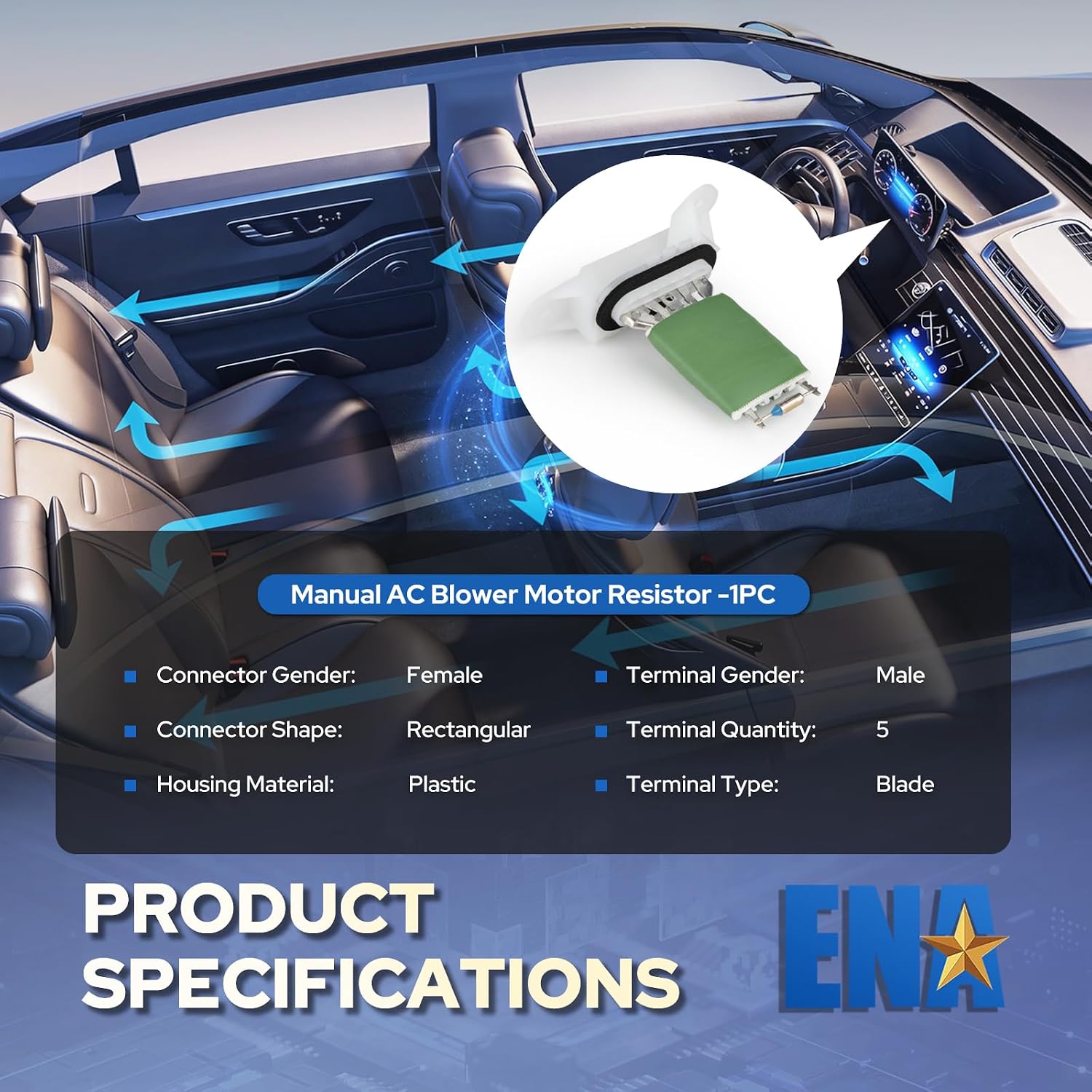 ENA Manual Blower Motor Resistor RU984 Compatible with Chevy Chevrolet Hummer Pontiac Saturn Equinox H3 H3T Solstice Sky V6 L5 V8 L4 2006-2010 Blower Resistor Replacement for 10397098 15781516